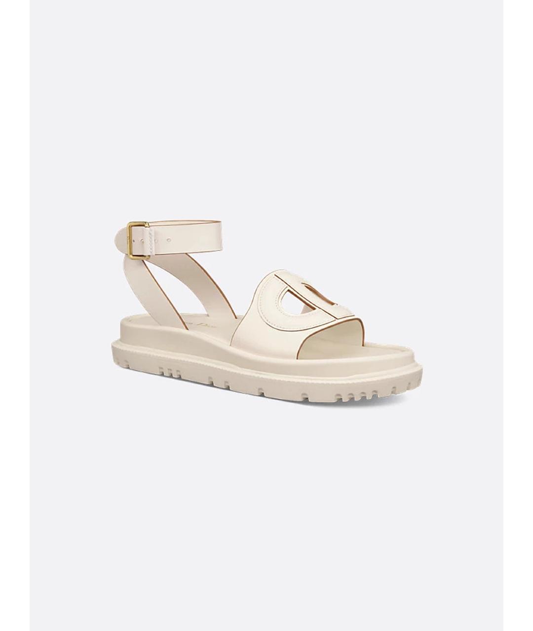 CHRISTIAN DIOR Белые кожаные сандалии, фото 2