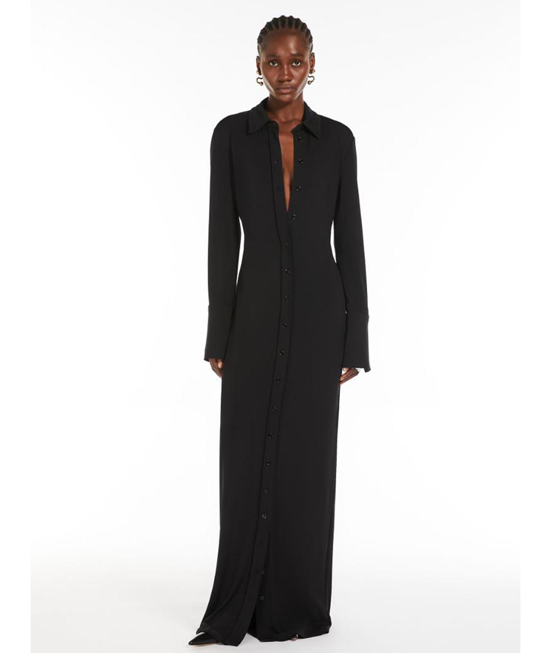 SPORTMAX Черное вискозное коктейльное платье, фото 2