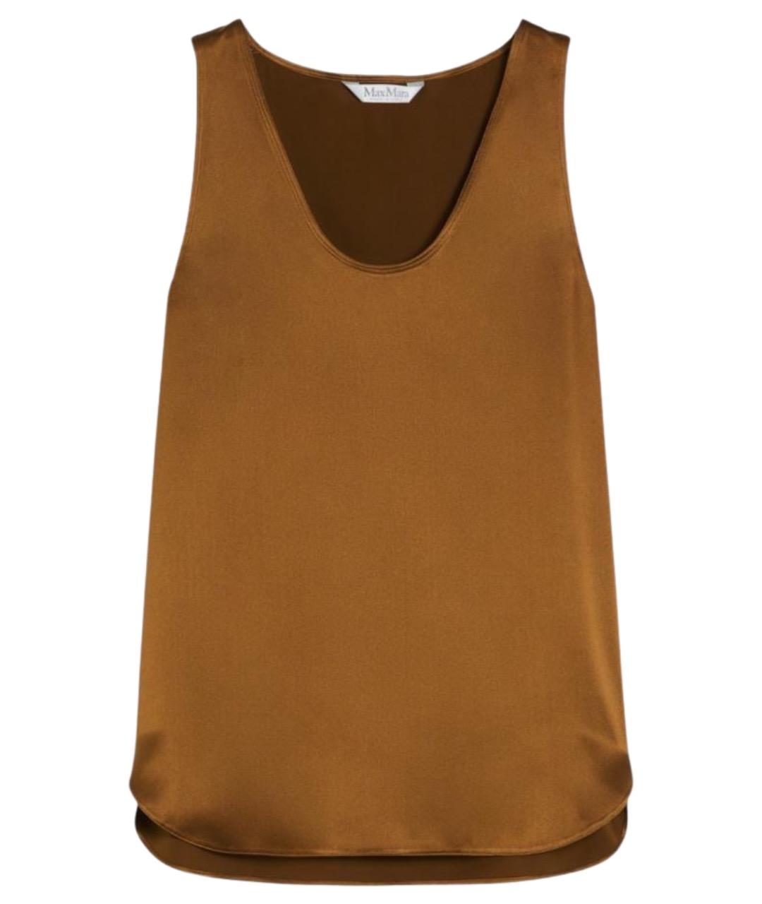 MAX MARA Коричневая шелковая майка, фото 1