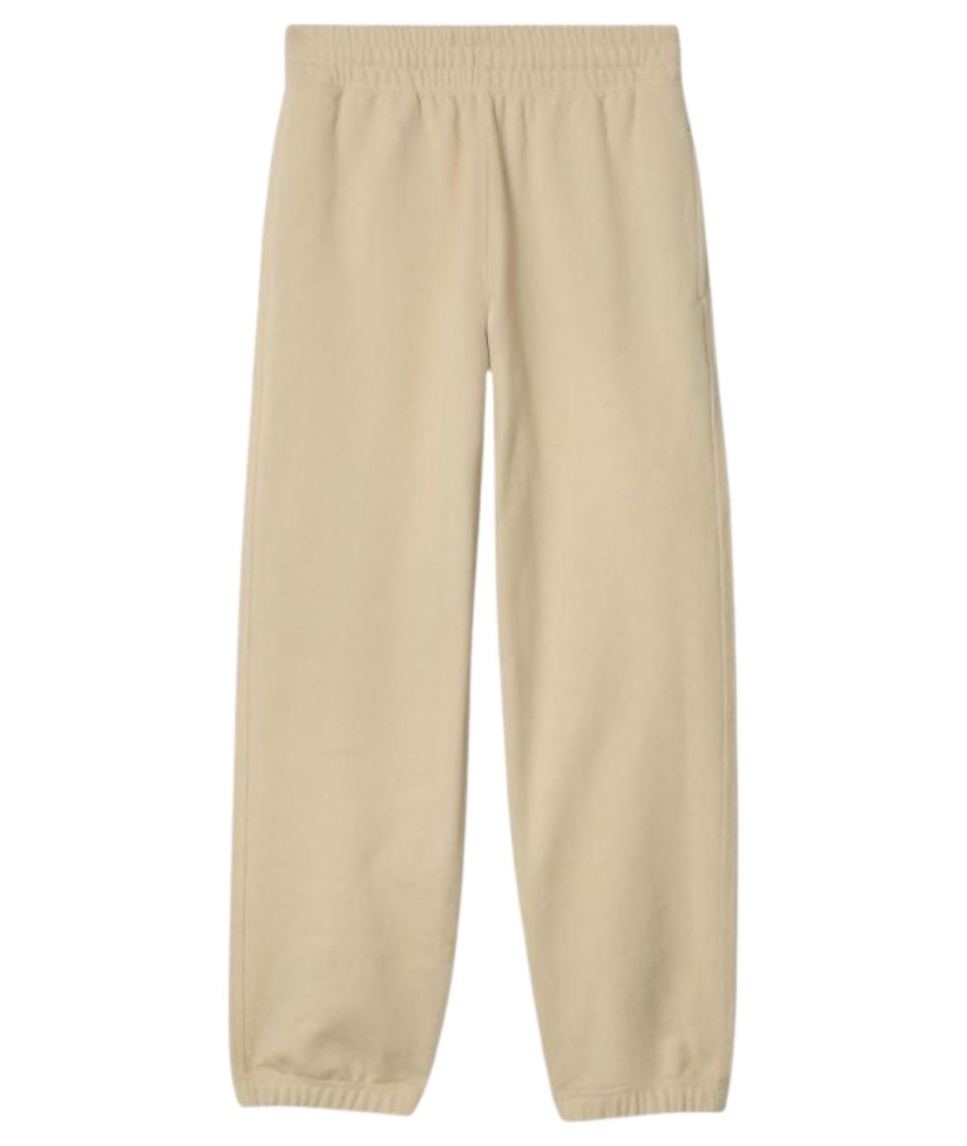 BURBERRY Бежевые хлопковые прямые брюки, фото 1