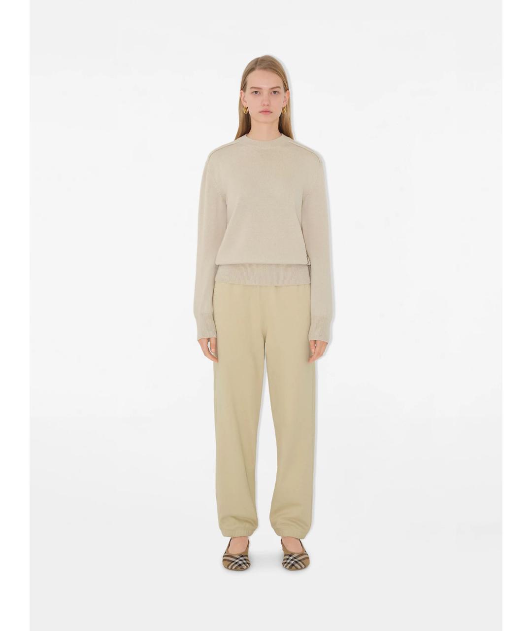 BURBERRY Бежевые хлопковые прямые брюки, фото 2