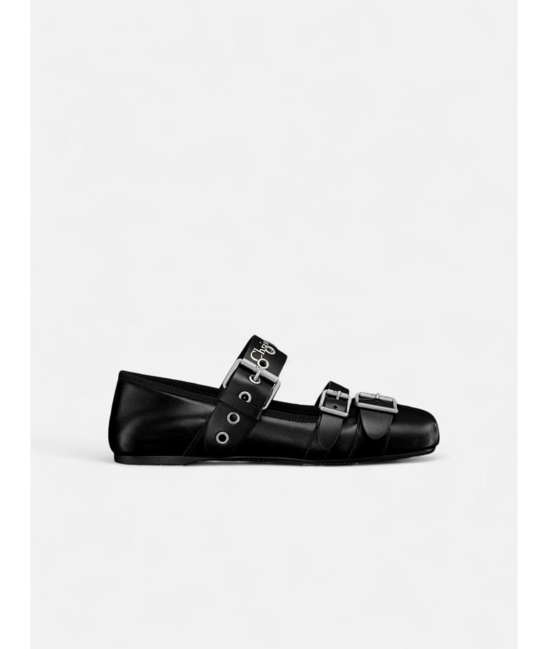 CHRISTIAN DIOR Черные кожаные балетки, фото 4