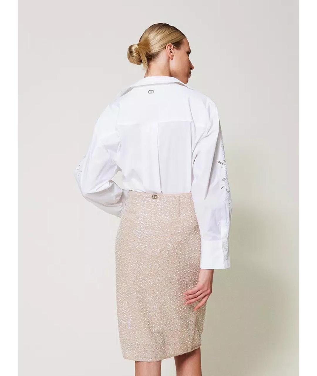 TWIN-SET Бежевая полиэстеровая юбка миди, фото 4