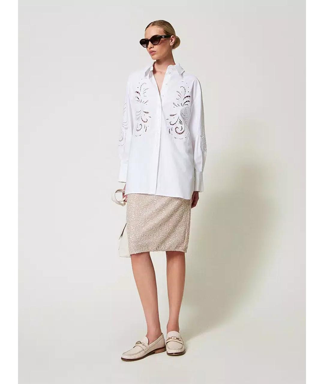 TWIN-SET Бежевая полиэстеровая юбка миди, фото 2