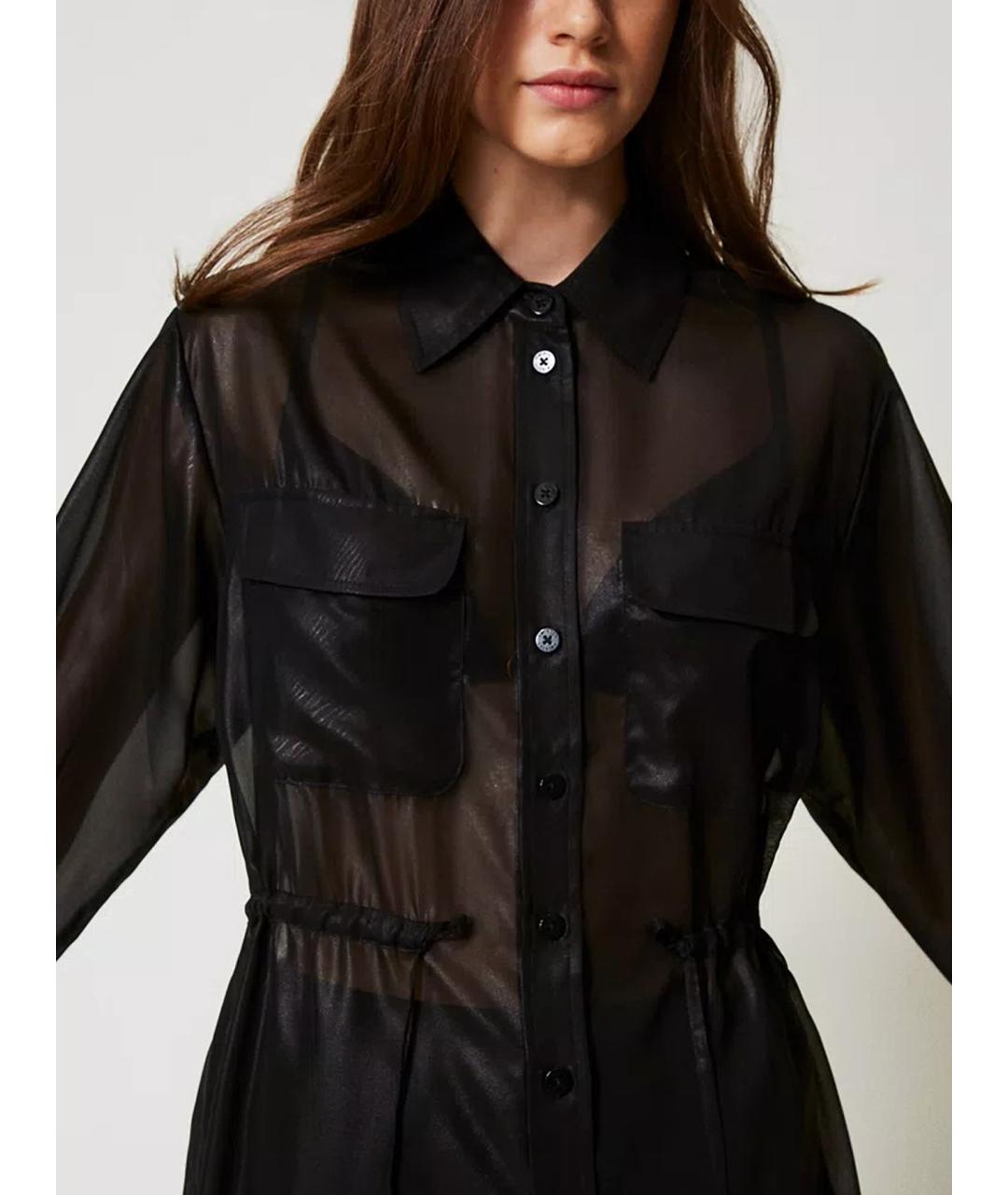 TWIN-SET Черная полиэстеровая рубашка, фото 5