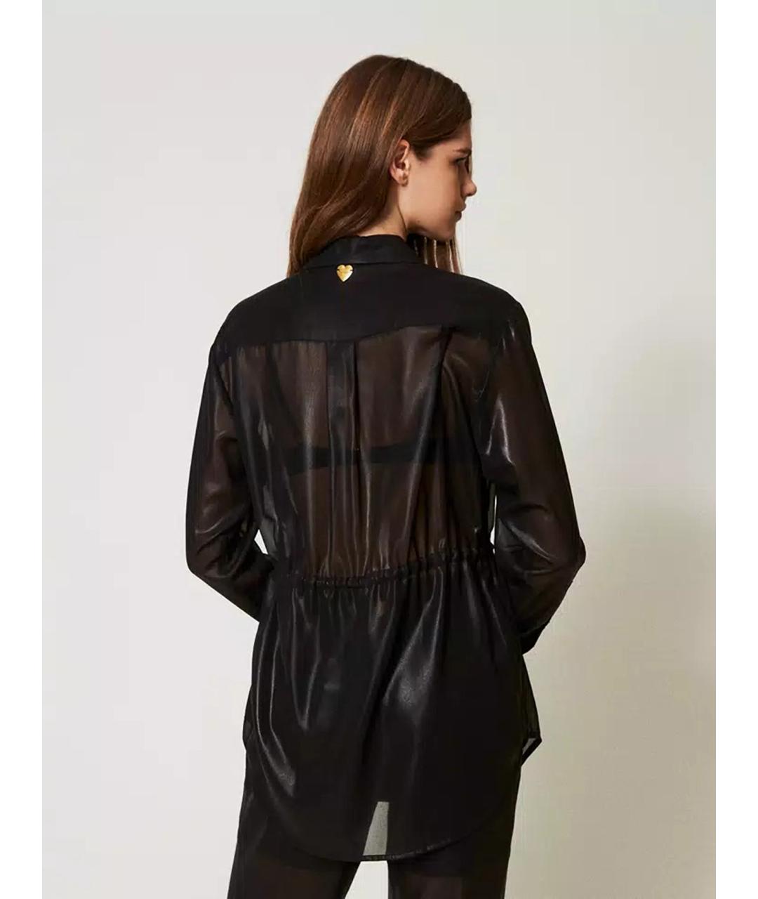 TWIN-SET Черная полиэстеровая рубашка, фото 4