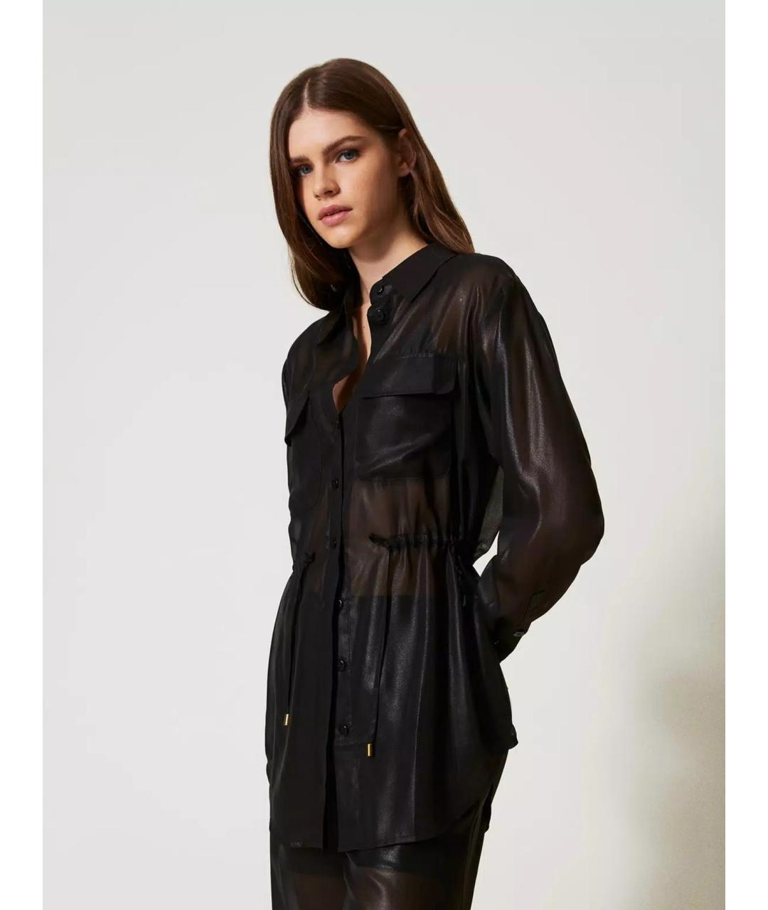 TWIN-SET Черная полиэстеровая рубашка, фото 3