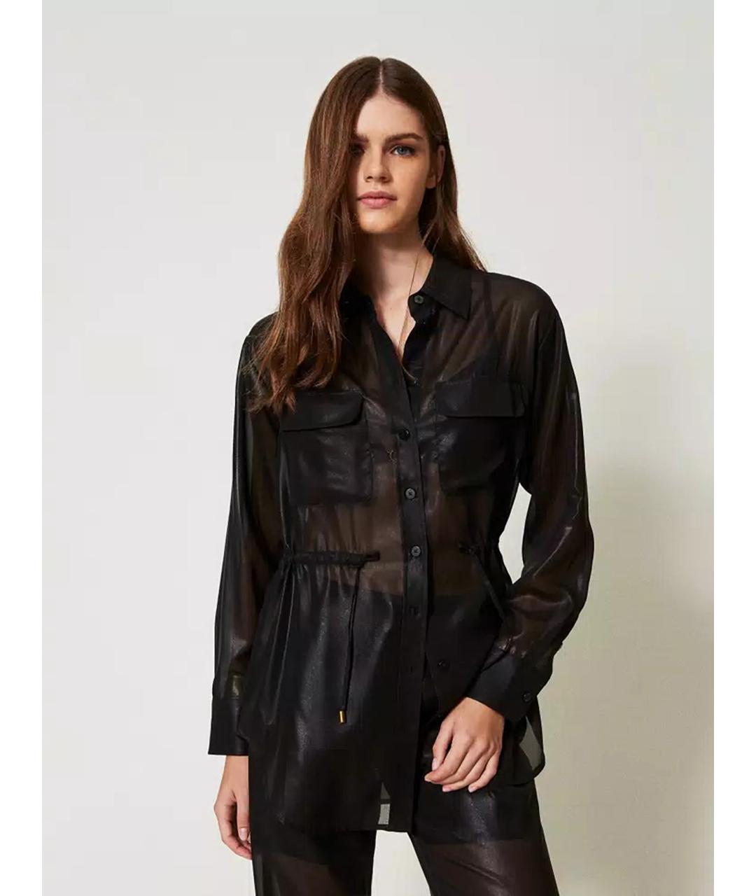 TWIN-SET Черная полиэстеровая рубашка, фото 2