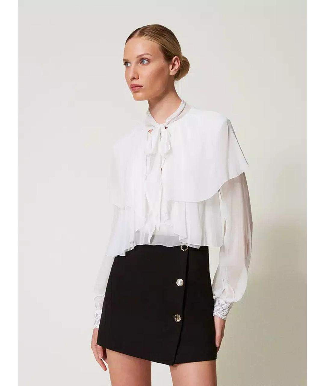 TWIN-SET Черная вискозная юбка мини, фото 2