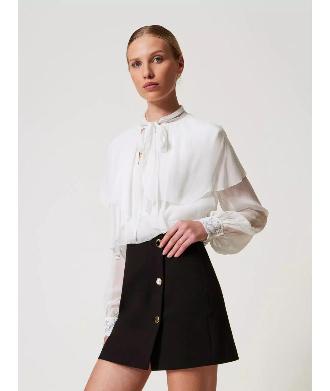 TWIN-SET Черная вискозная юбка мини, фото 3