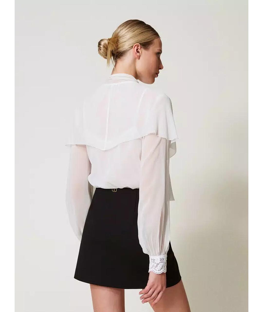 TWIN-SET Черная вискозная юбка мини, фото 4