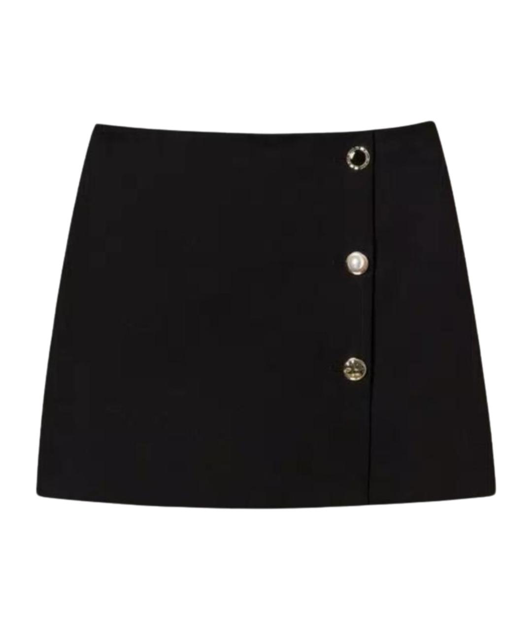 TWIN-SET Черная вискозная юбка мини, фото 1