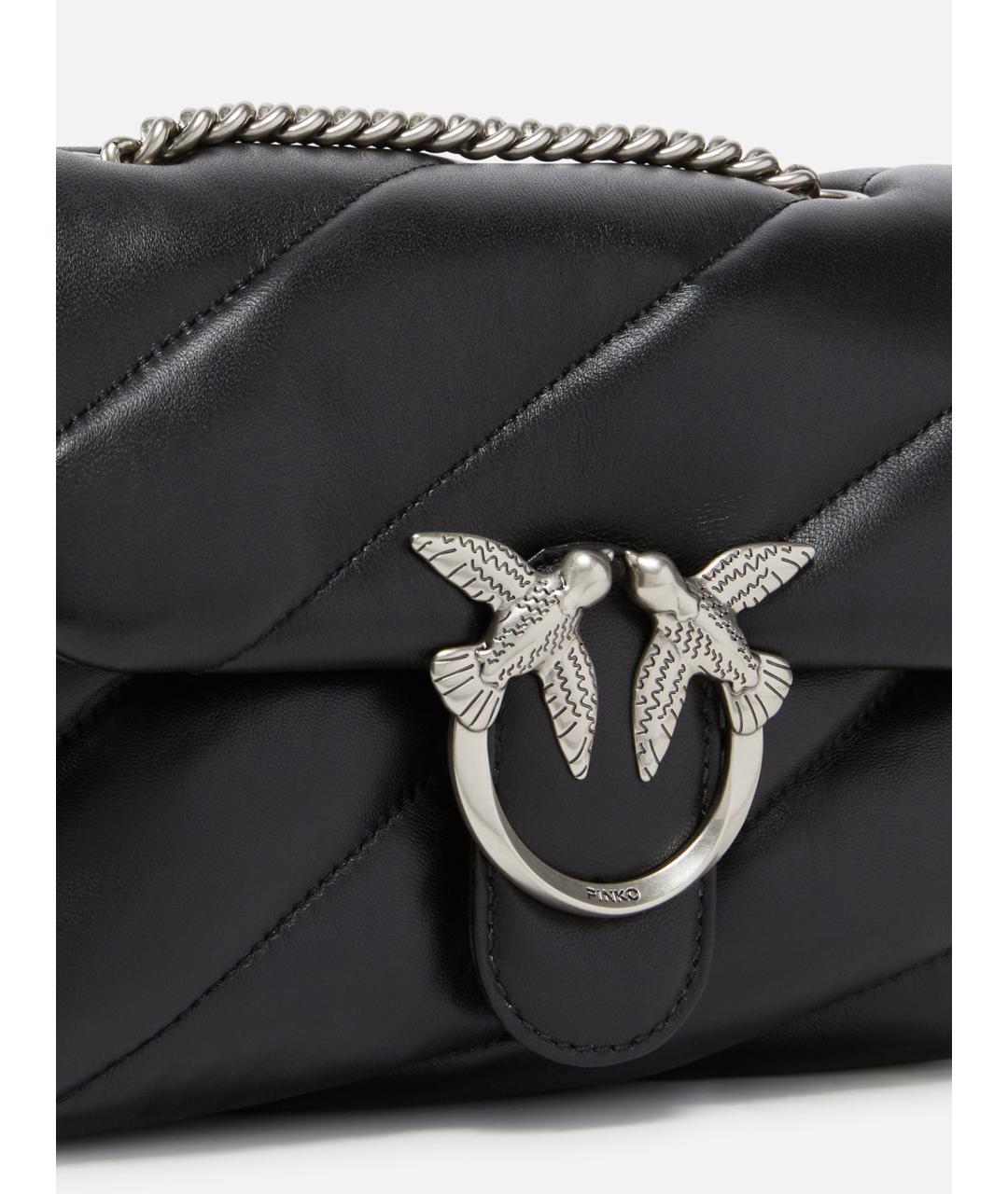 PINKO Черная кожаная сумка через плечо, фото 4