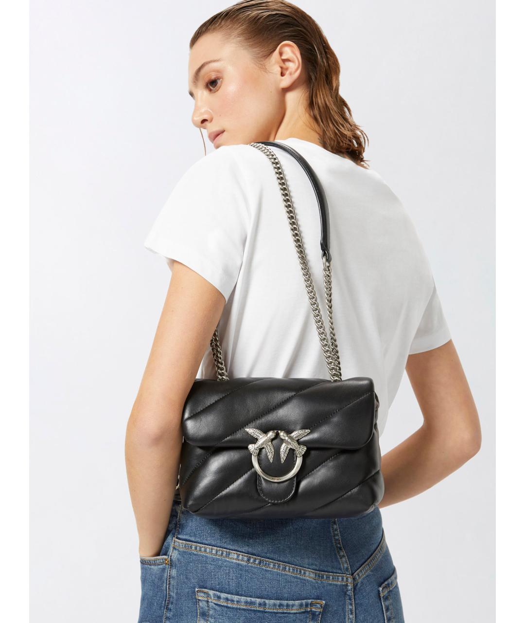 PINKO Черная кожаная сумка через плечо, фото 2