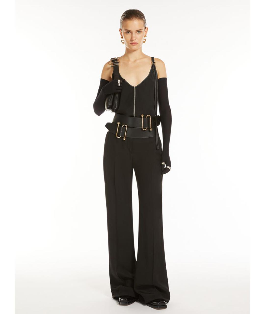 SPORTMAX Черные вискозные брюки широкие, фото 4