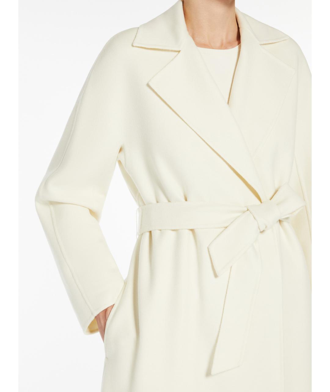 MAX MARA STUDIO Белое шерстяное пальто, фото 3