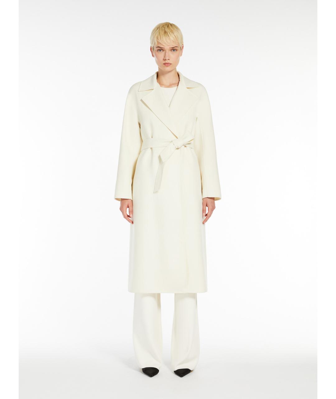 MAX MARA STUDIO Белое шерстяное пальто, фото 2