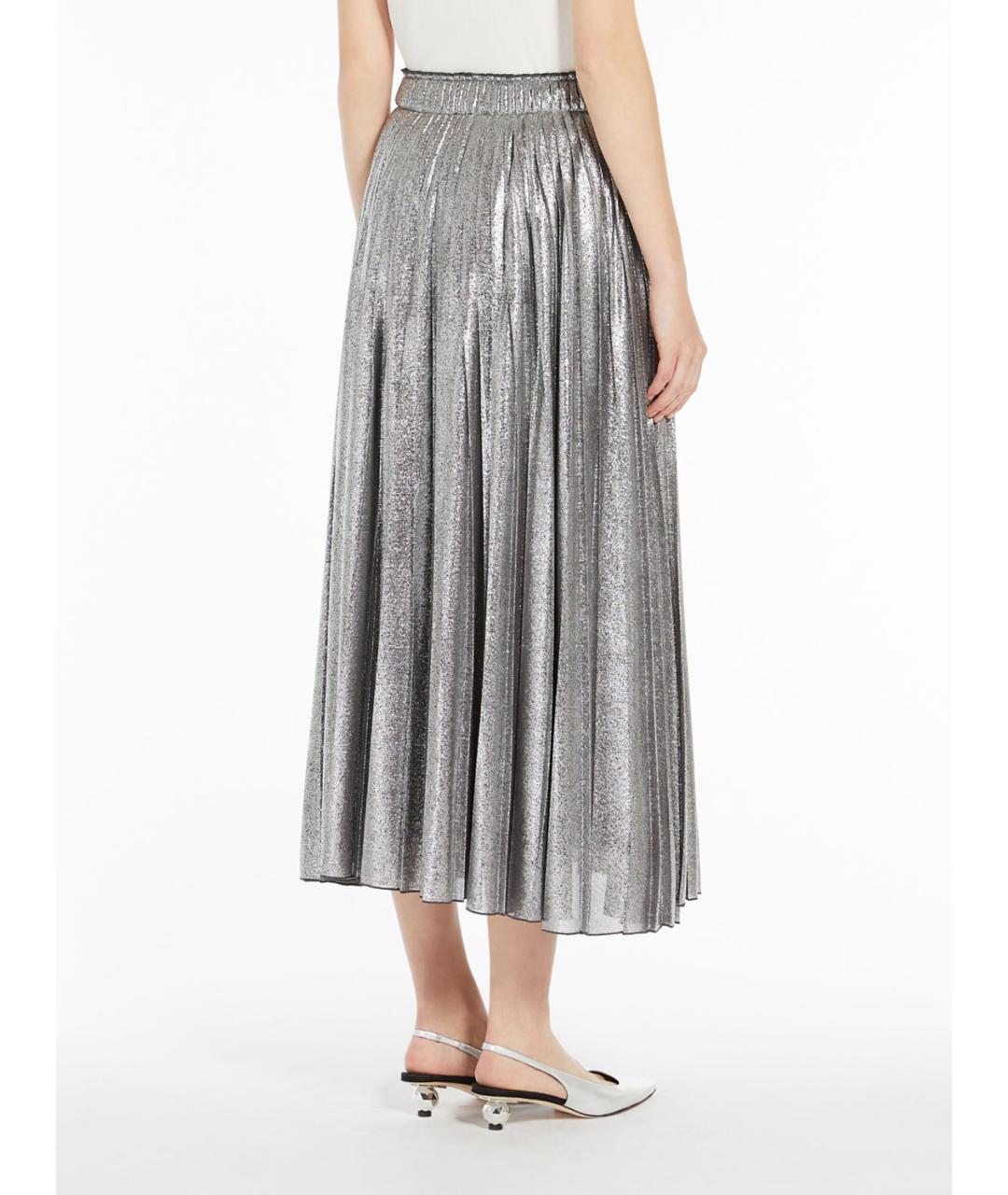 WEEKEND MAX MARA Серебряная полиэстеровая юбка миди, фото 4