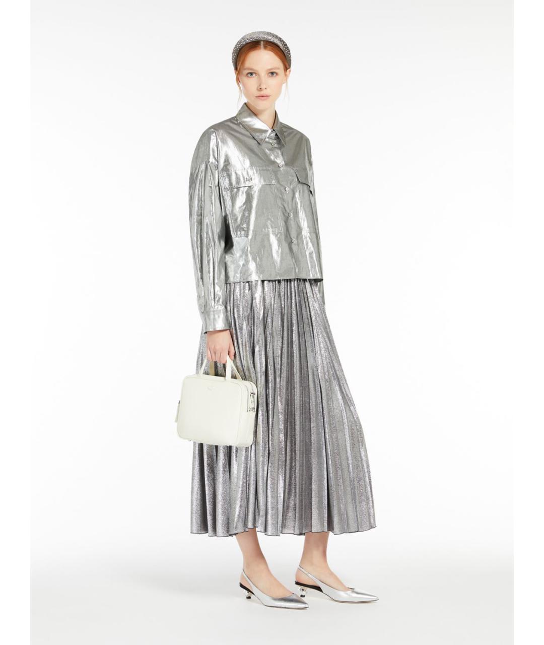 WEEKEND MAX MARA Серебряная полиэстеровая юбка миди, фото 2