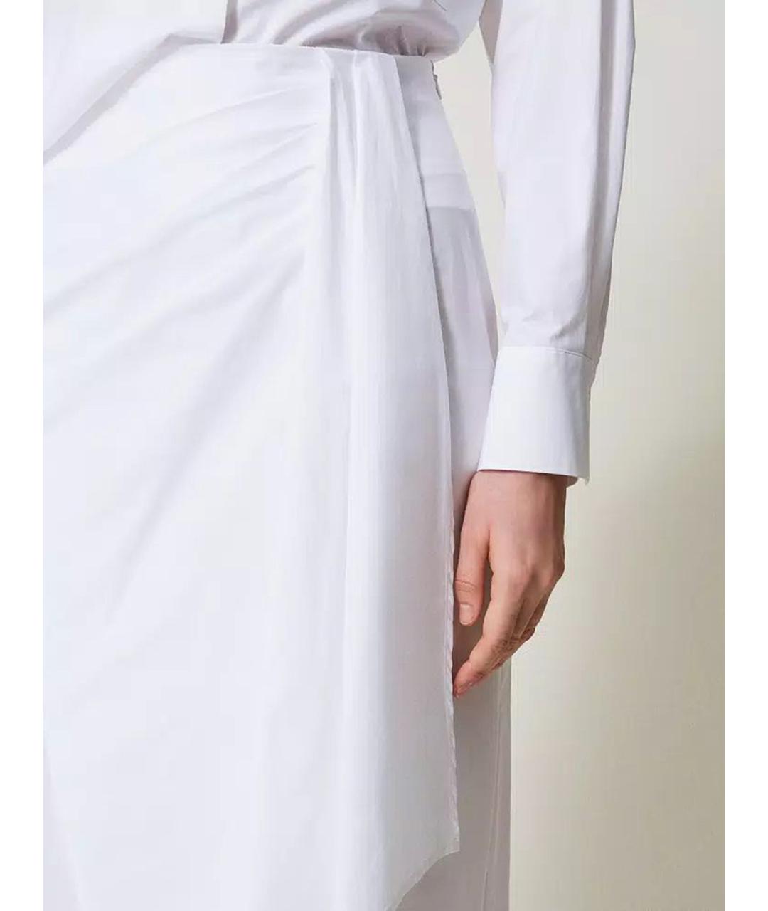 TWIN-SET Белая хлопковая юбка миди, фото 5