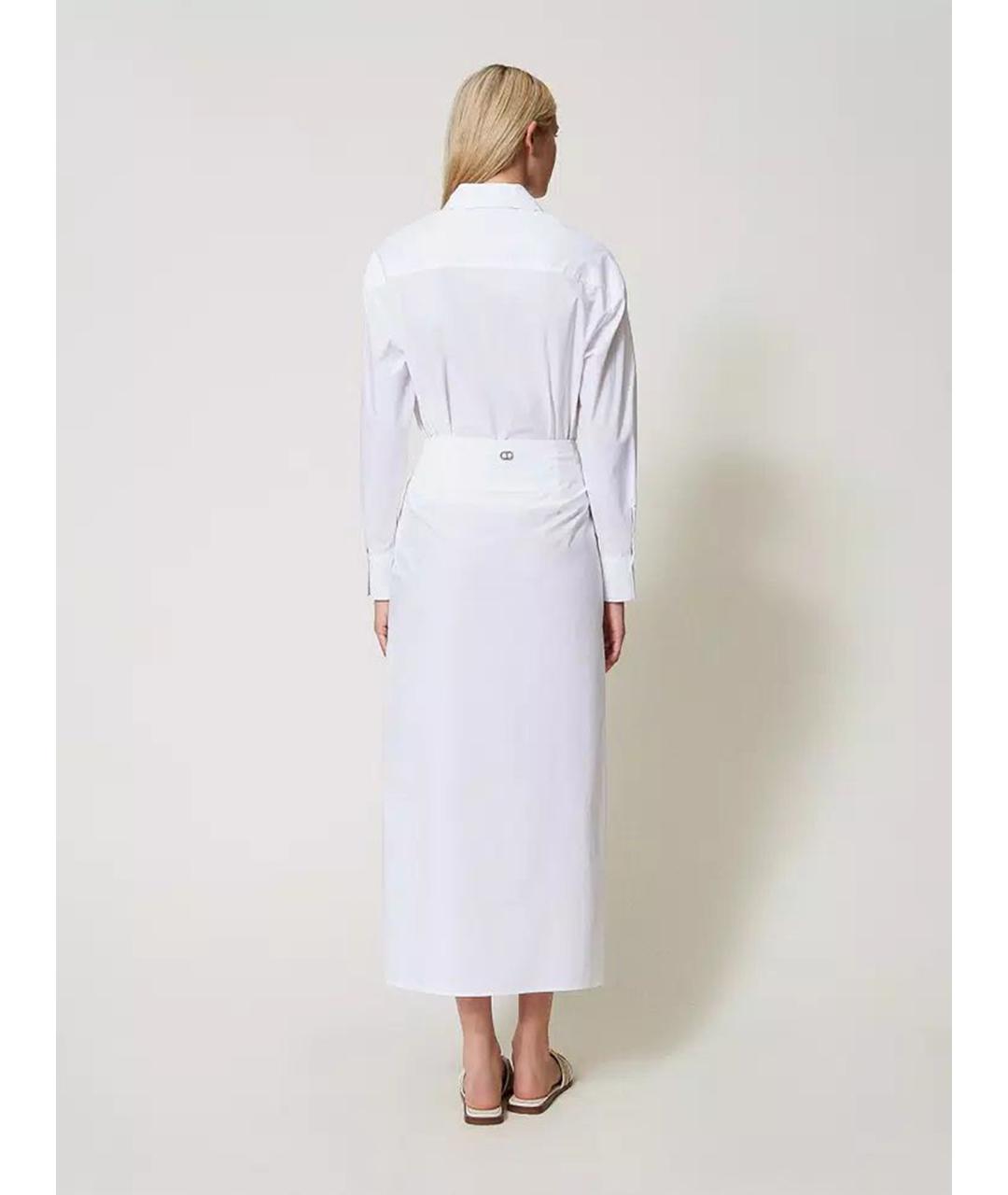 TWIN-SET Белая хлопковая юбка миди, фото 4