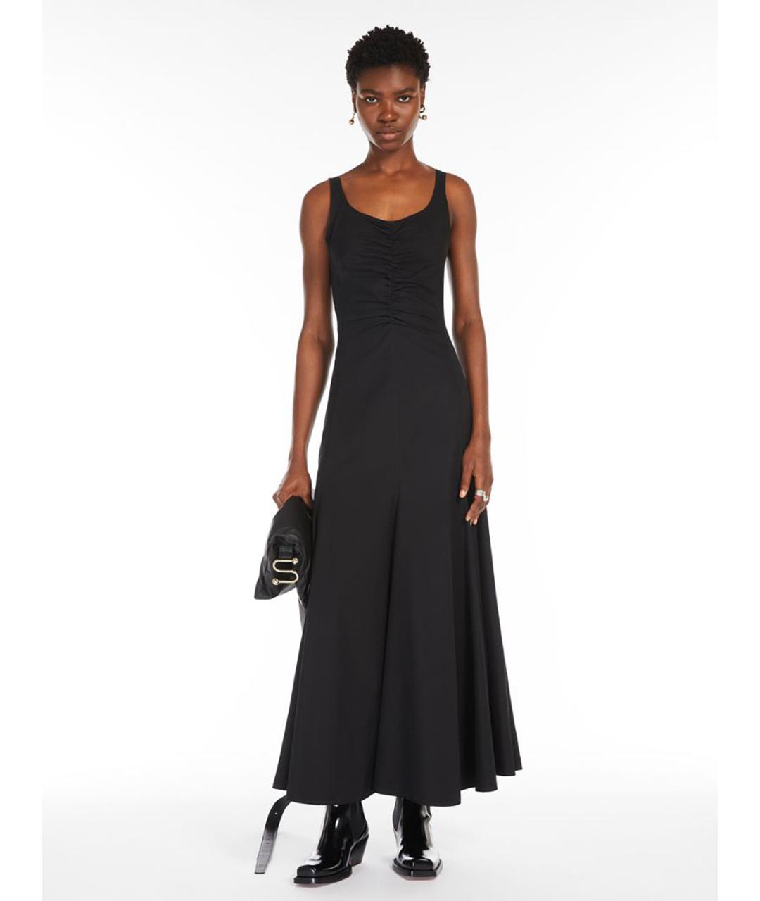 SPORTMAX Черное хлопковое повседневное платье, фото 4