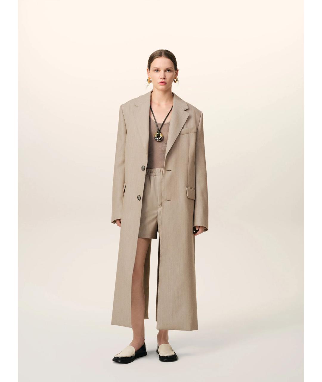 Ami Paris Бежевое шерстяное пальто, фото 2