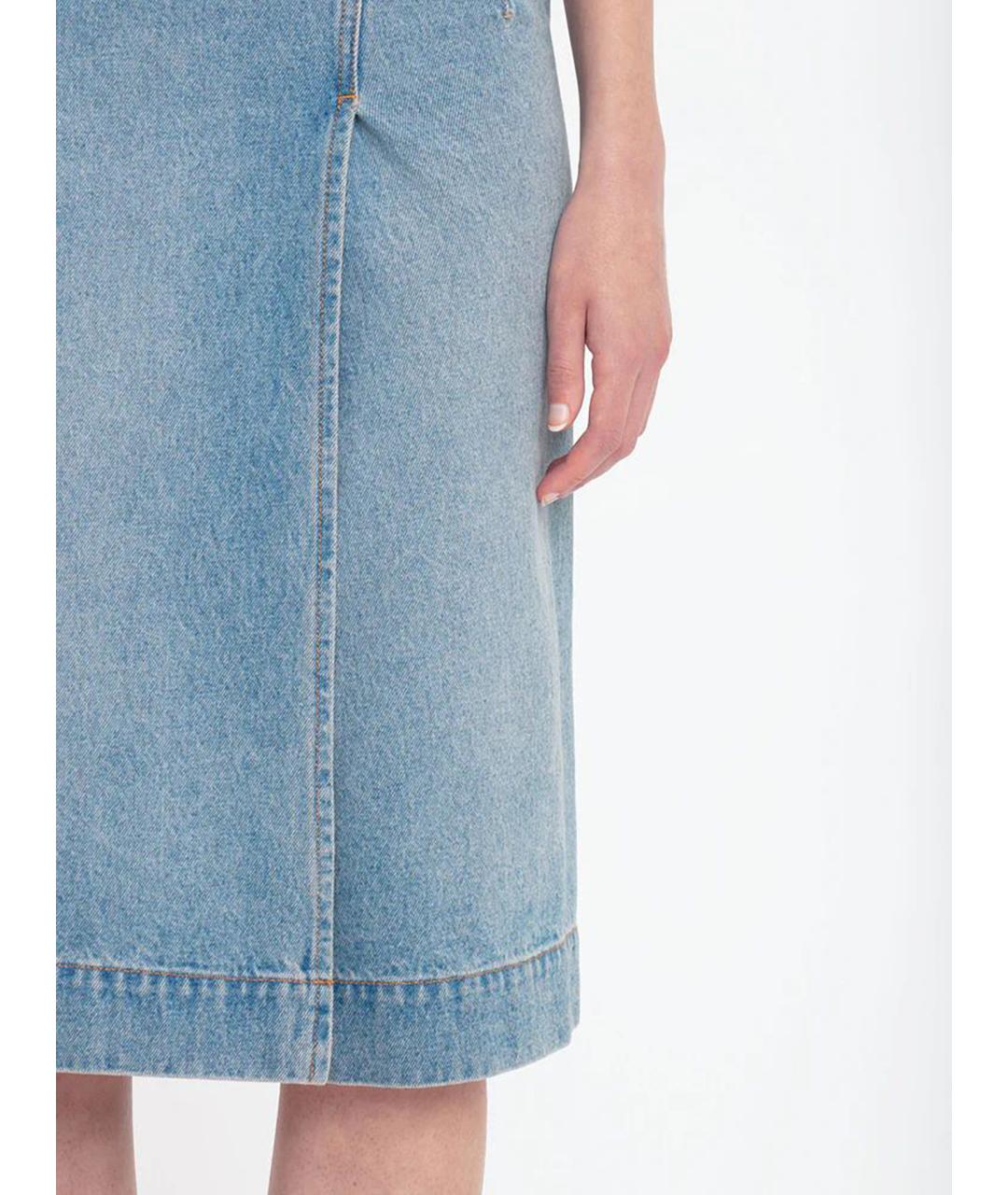 VICTORIA BECKHAM Голубая хлопковая юбка миди, фото 5