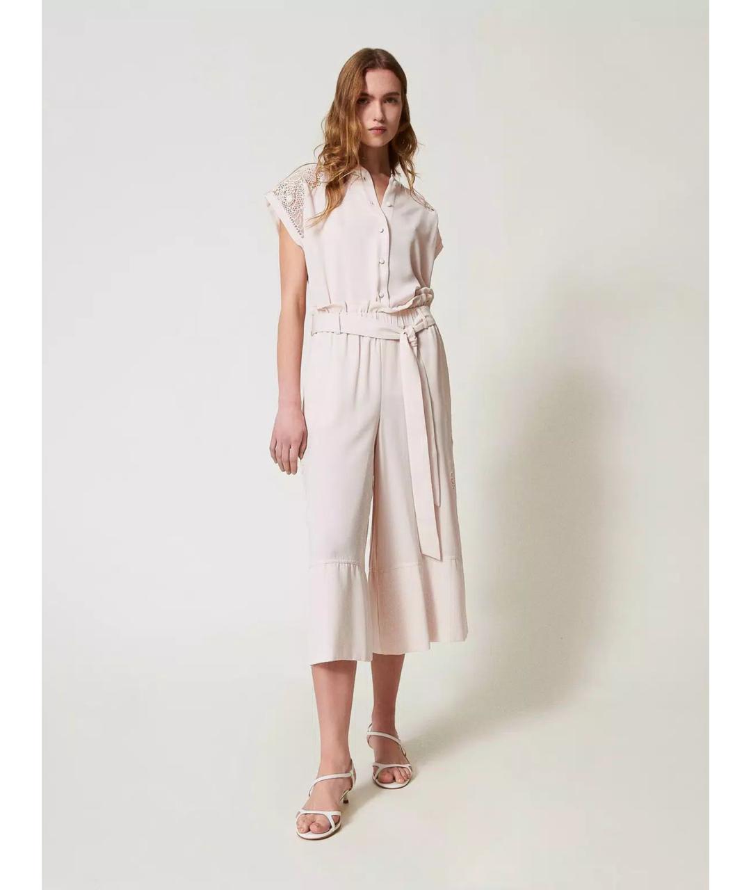 TWIN-SET Бежевые полиэстеровые кюлоты, фото 2