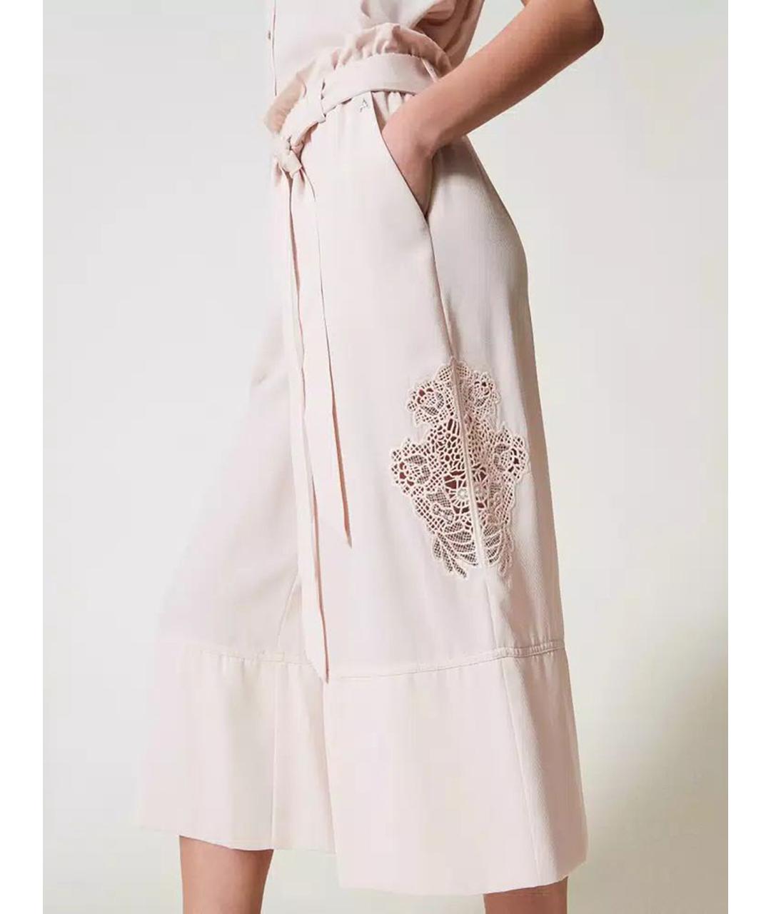 TWIN-SET Бежевые полиэстеровые кюлоты, фото 5