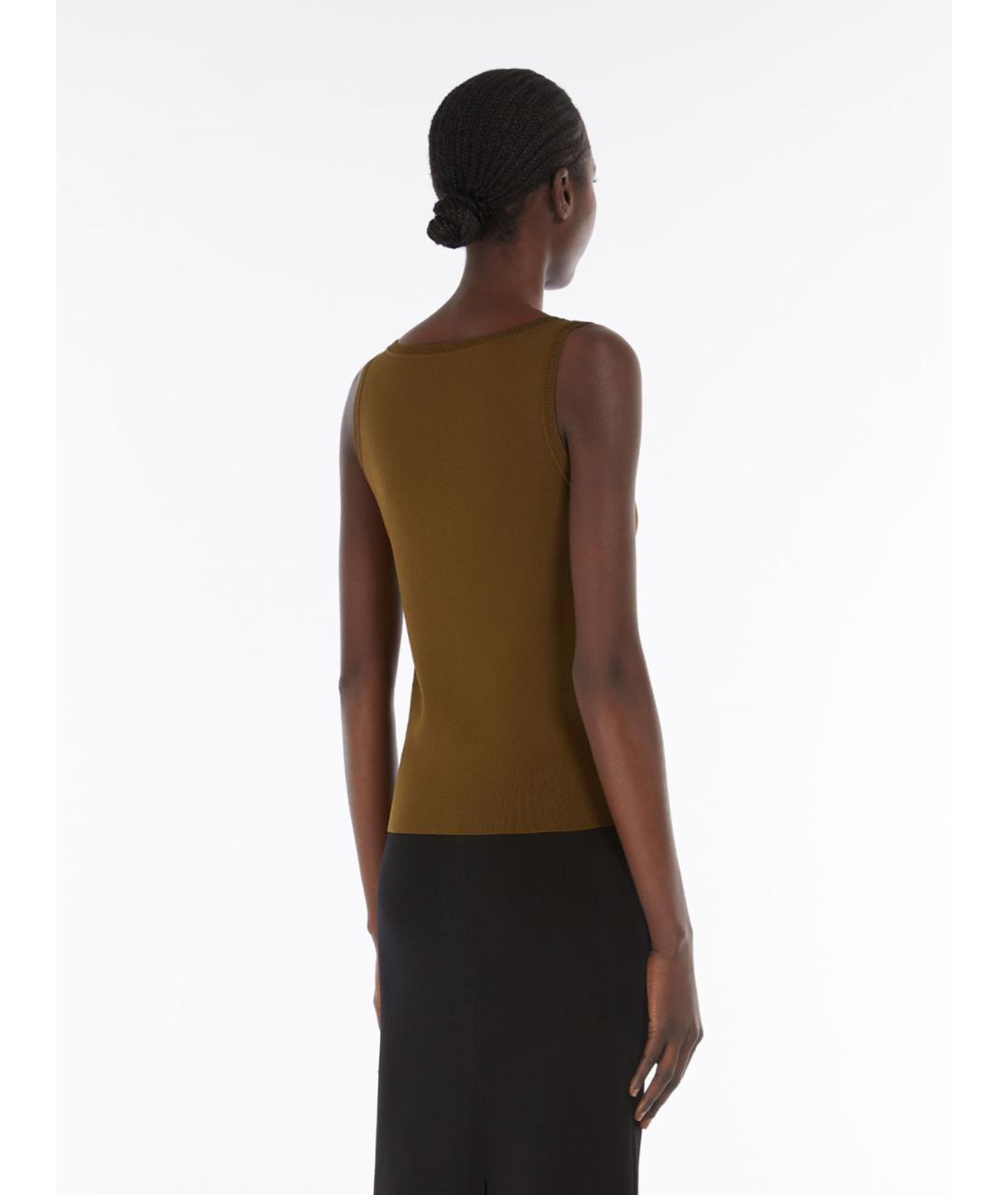 MAX MARA Коричневая вискозная майка, фото 4