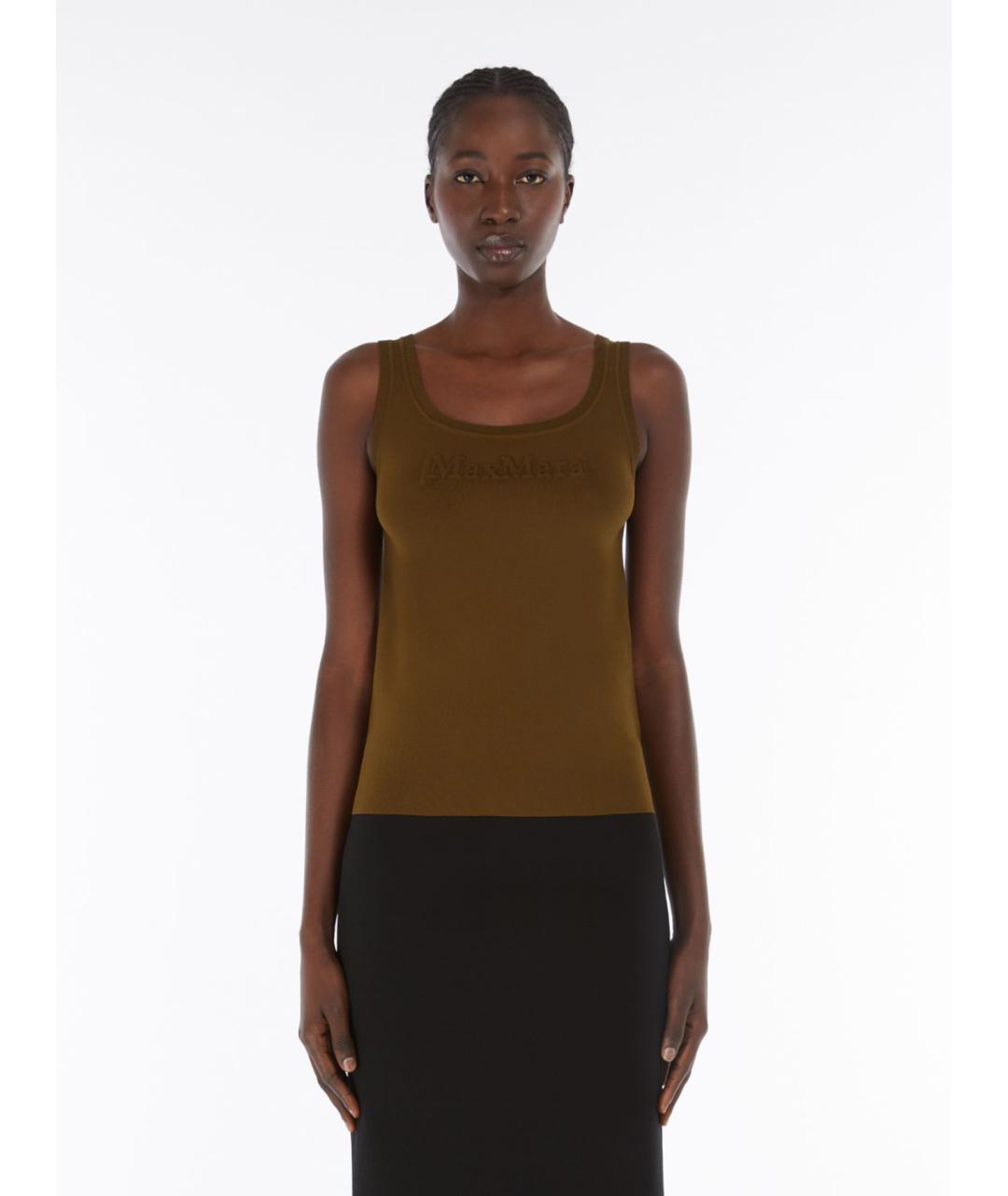 MAX MARA Коричневая вискозная майка, фото 3