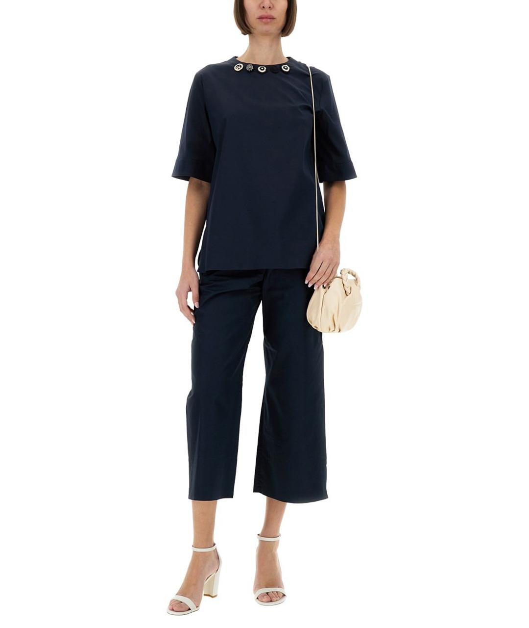 'S MAX MARA Темно-синяя хлопковая блузы, фото 2