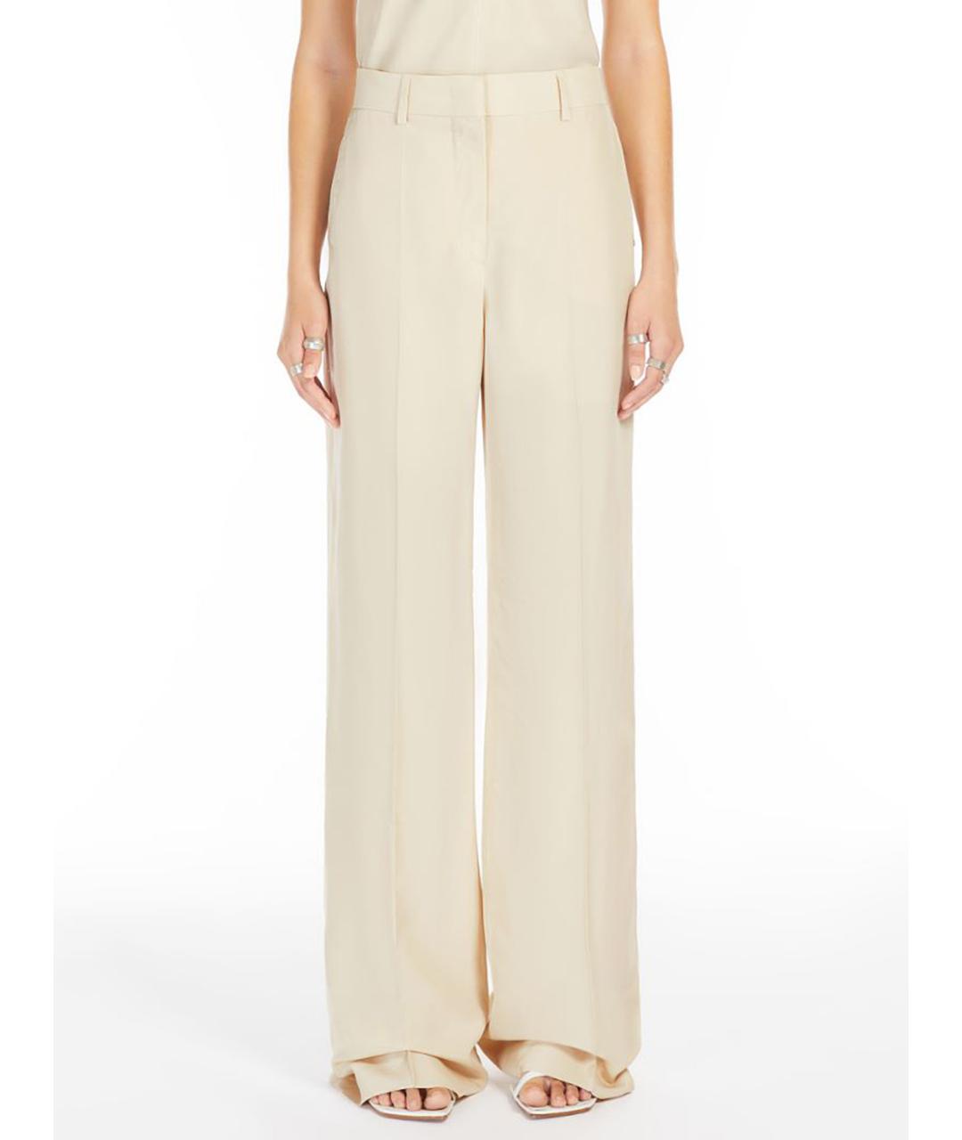 SPORTMAX Бежевые вискозные брюки широкие, фото 2