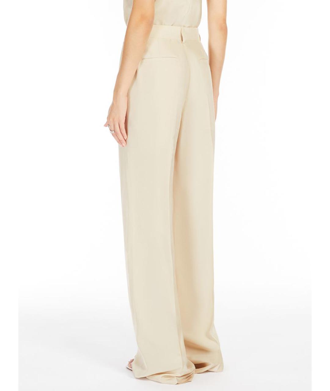 SPORTMAX Бежевые вискозные брюки широкие, фото 3