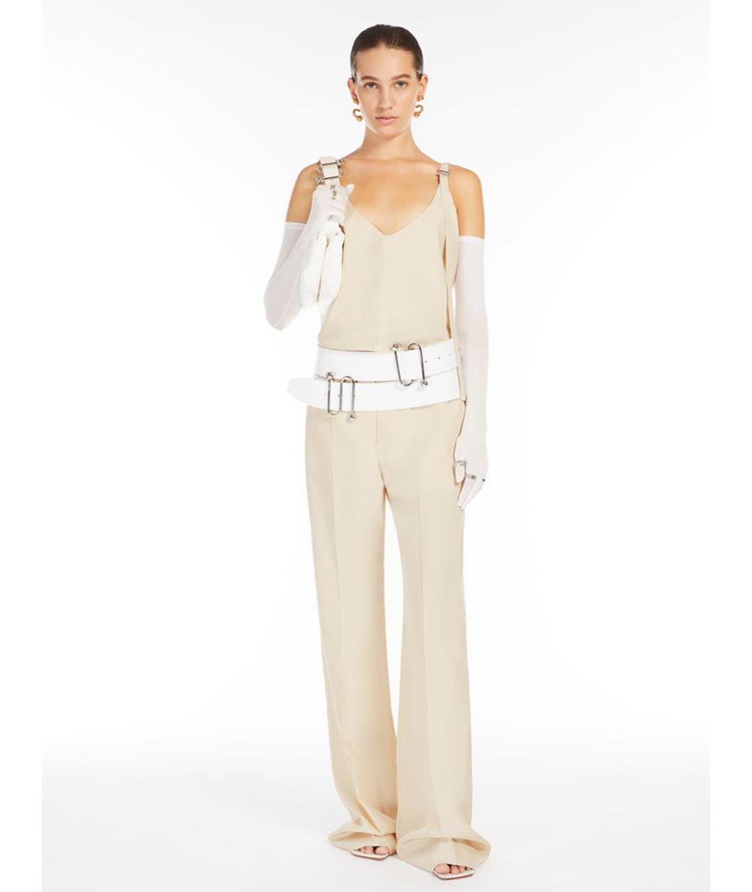 SPORTMAX Бежевые вискозные брюки широкие, фото 4