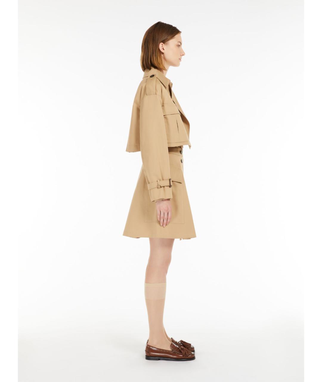 WEEKEND MAX MARA Бежевый хлопковый тренч/плащ, фото 4