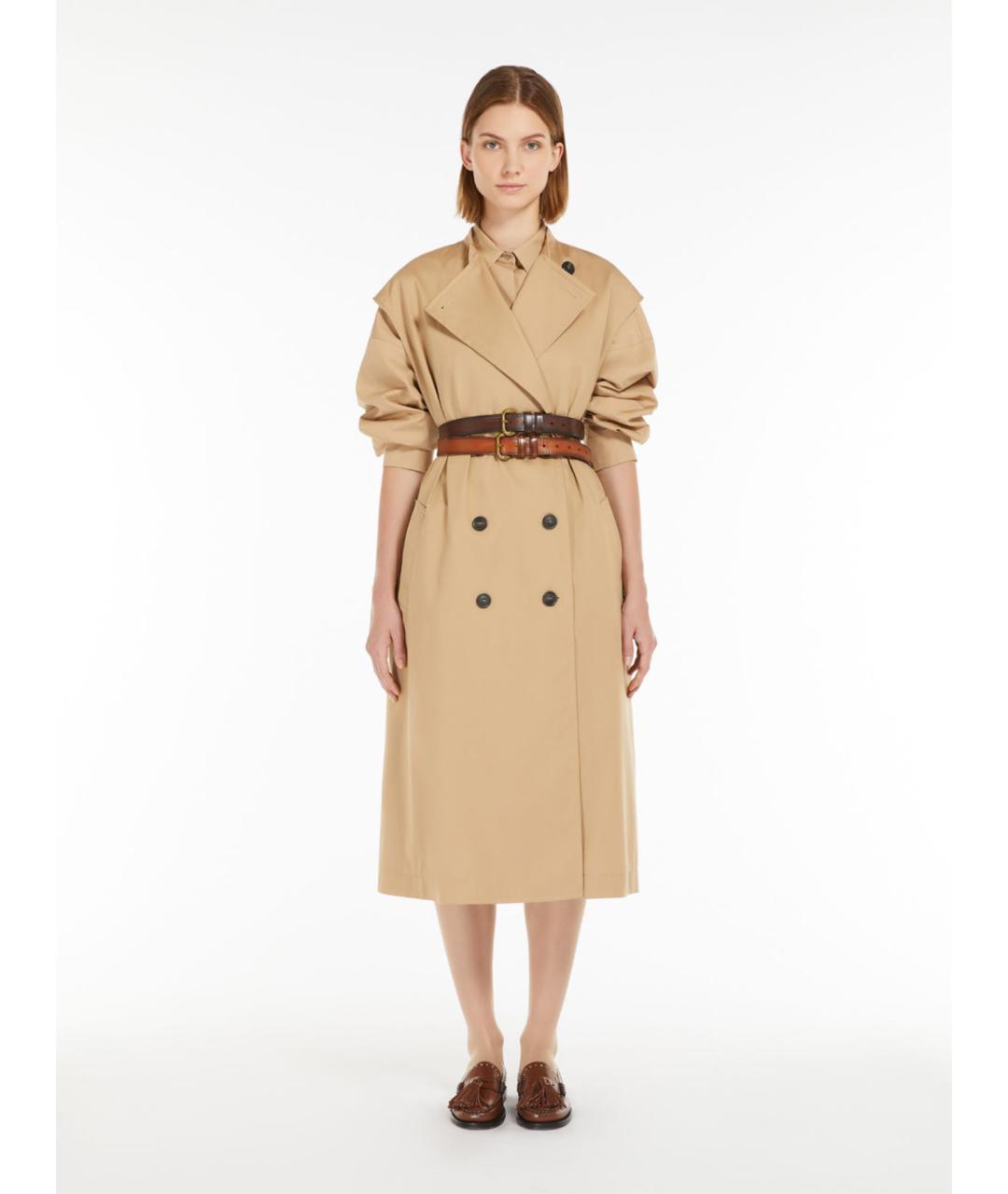 WEEKEND MAX MARA Бежевый хлопковый тренч/плащ, фото 2