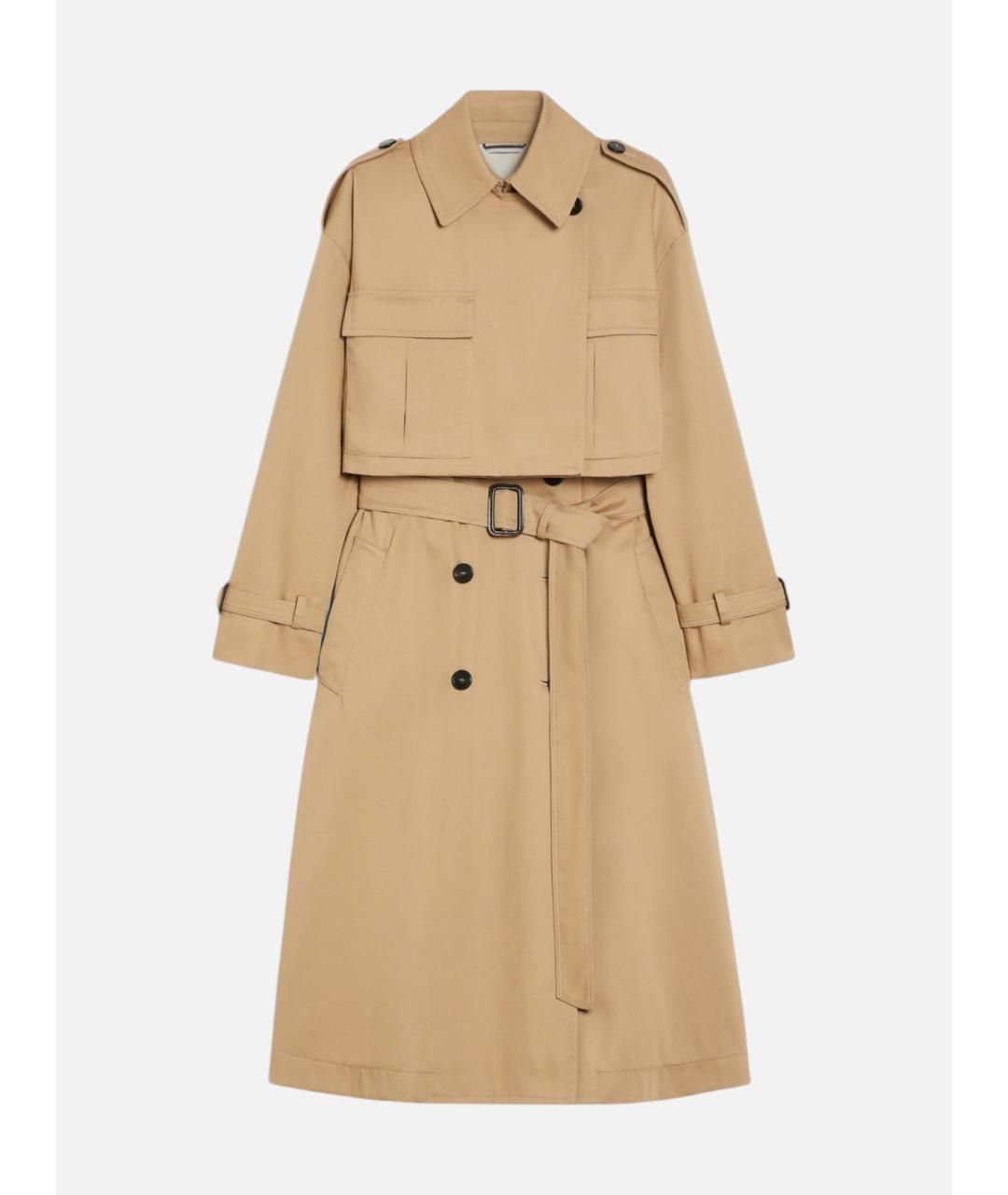 WEEKEND MAX MARA Бежевый хлопковый тренч/плащ, фото 5