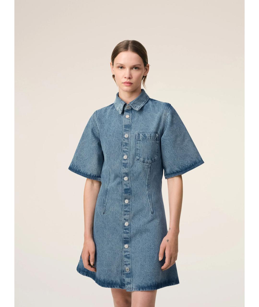 Ami Paris Синее хлопковое повседневное платье, фото 3