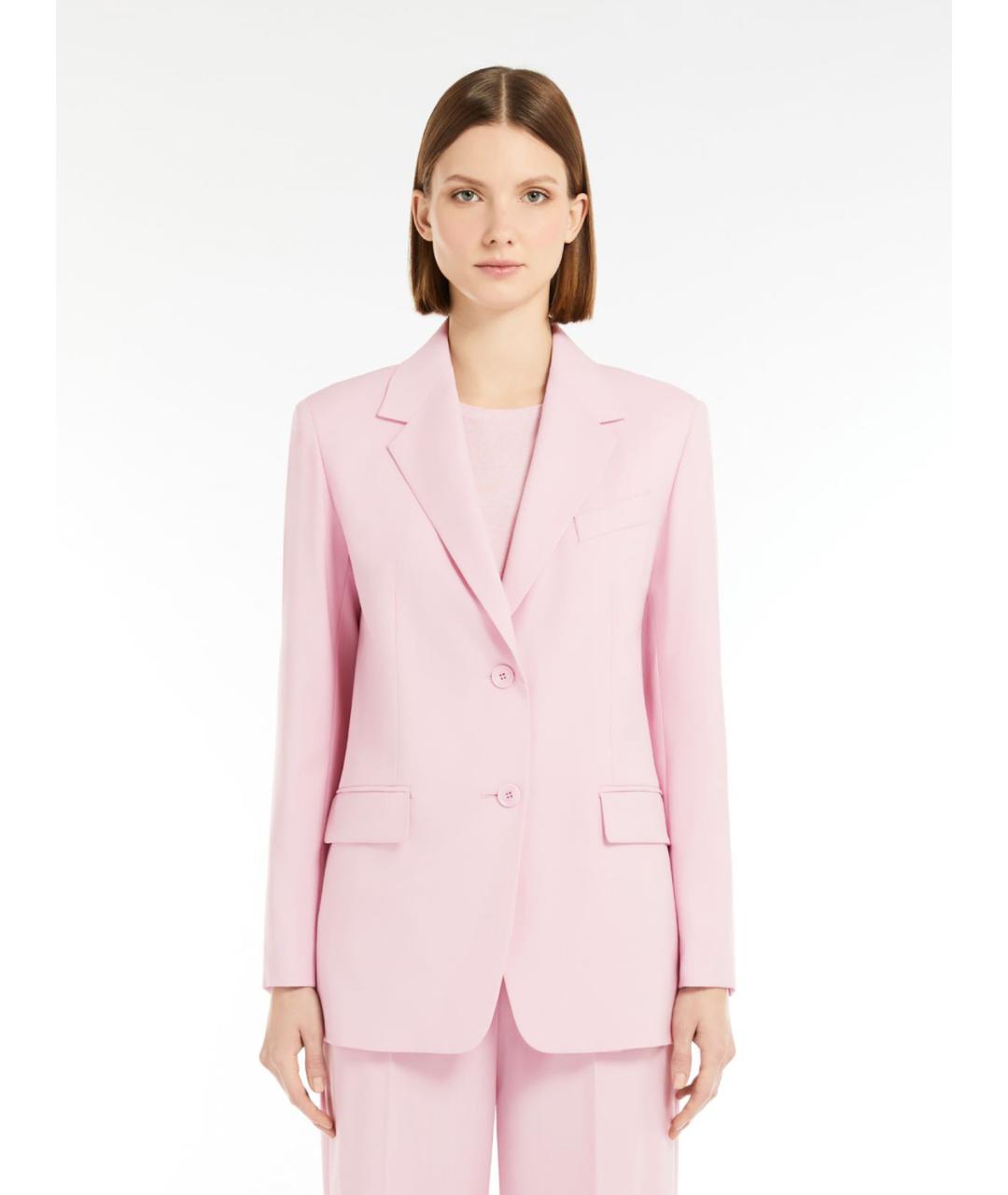 WEEKEND MAX MARA Розовый шерстяной жакет/пиджак, фото 2
