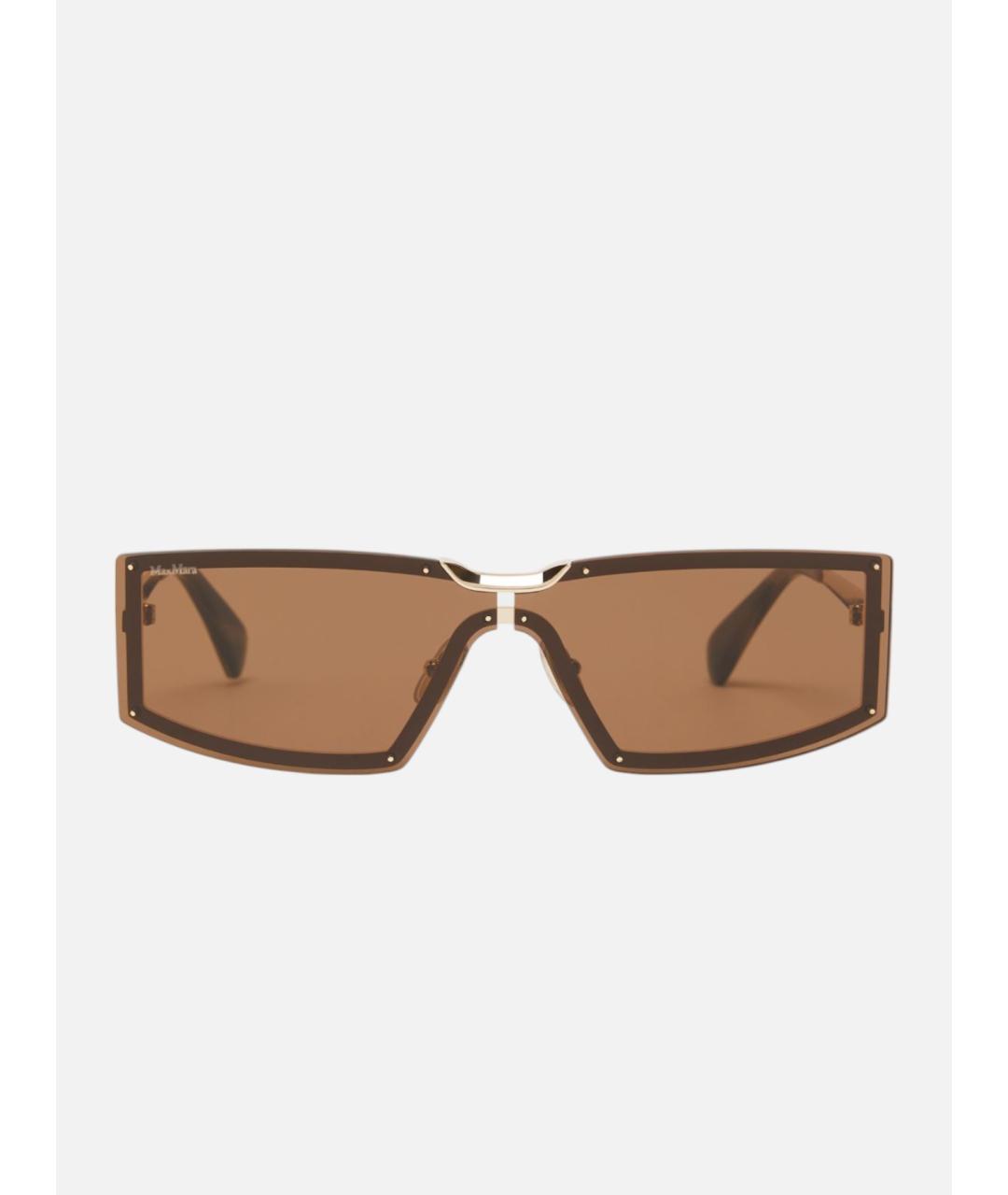 MAX MARA Золотые металлические солнцезащитные очки, фото 4