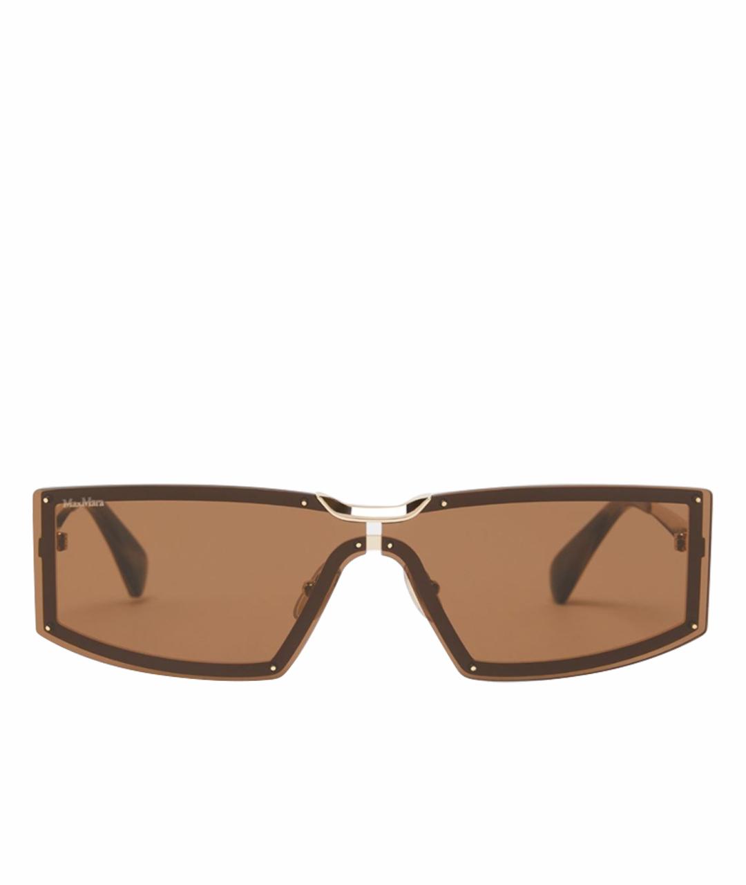 MAX MARA Золотые металлические солнцезащитные очки, фото 1