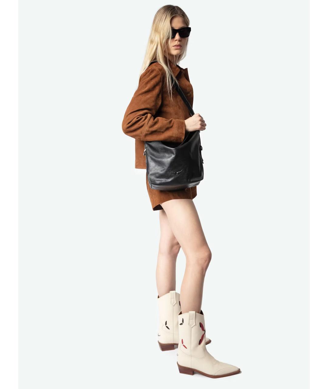 ZADIG & VOLTAIRE Черная кожаная сумка через плечо, фото 2