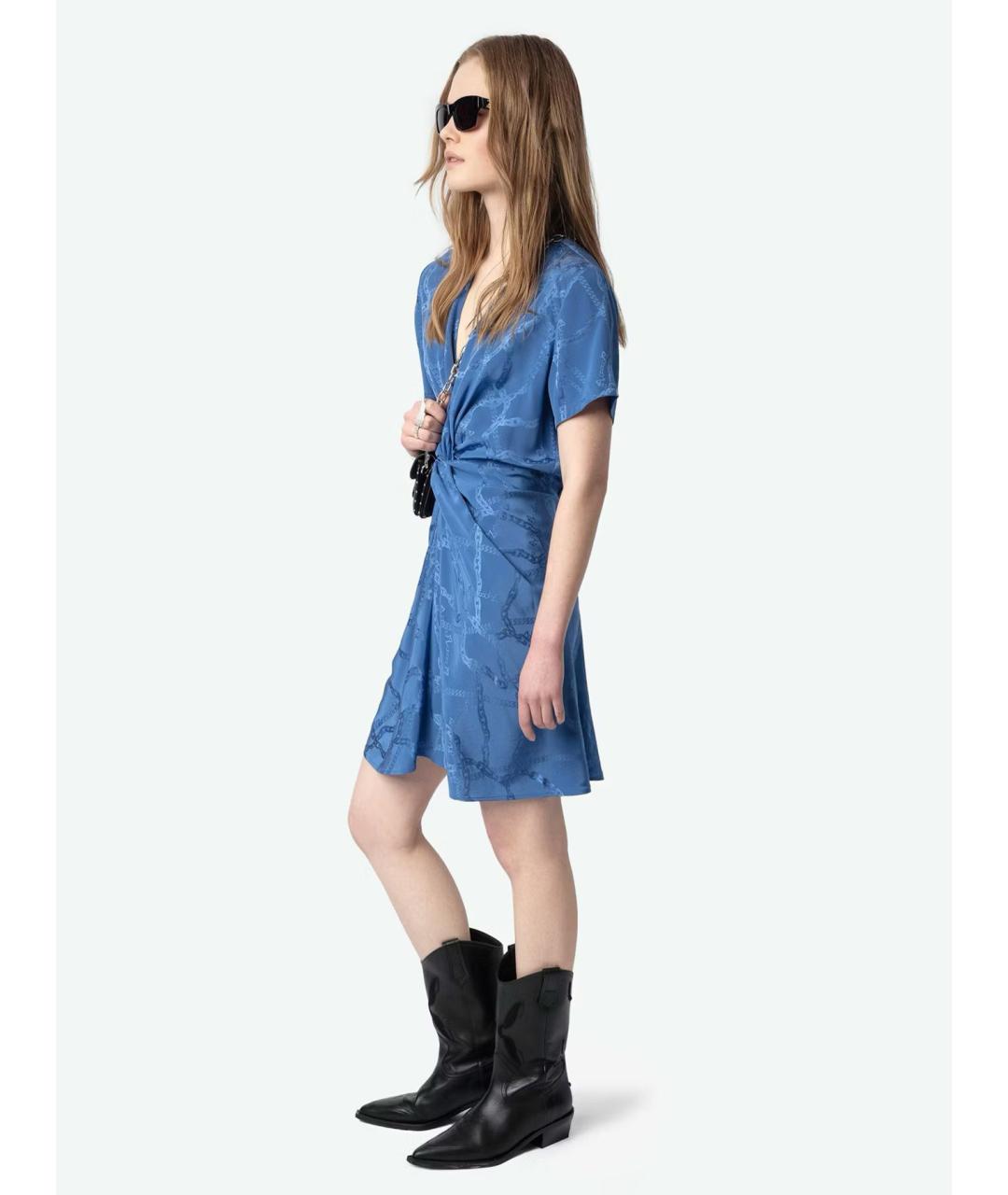 ZADIG & VOLTAIRE Синее шелковое повседневное платье, фото 5