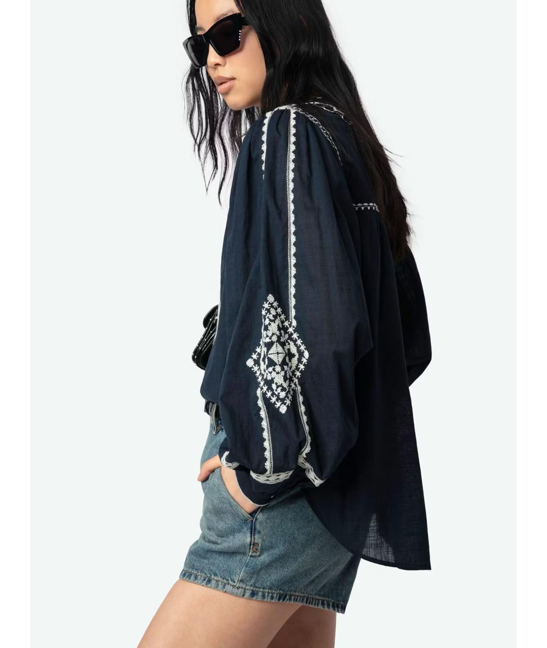 ZADIG & VOLTAIRE Синяя хлопковая блузы, фото 4