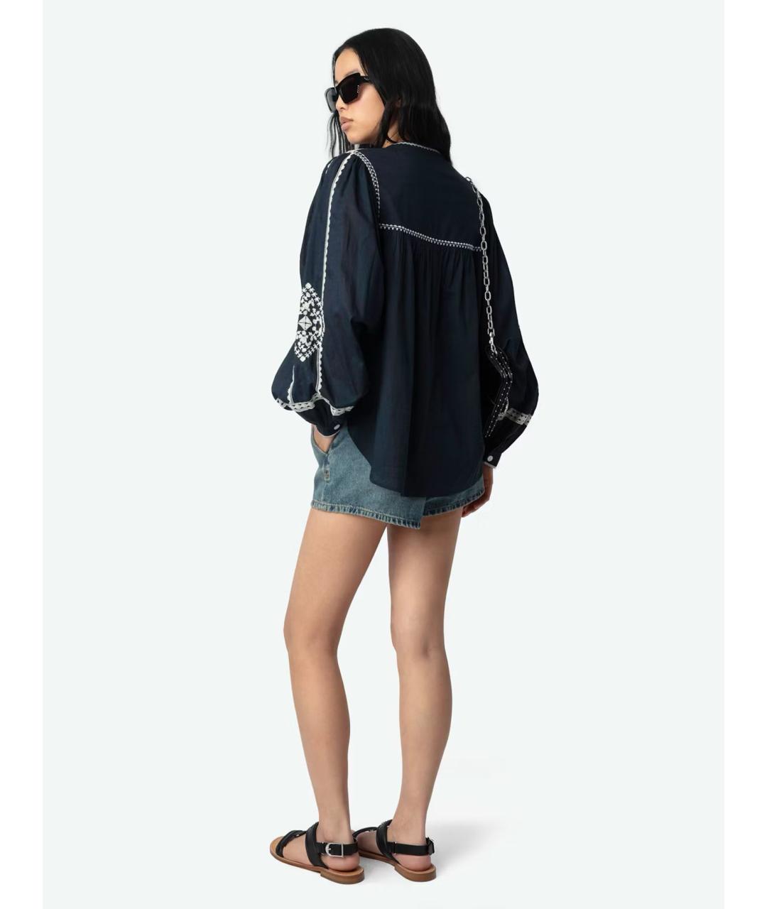ZADIG & VOLTAIRE Синяя хлопковая блузы, фото 3