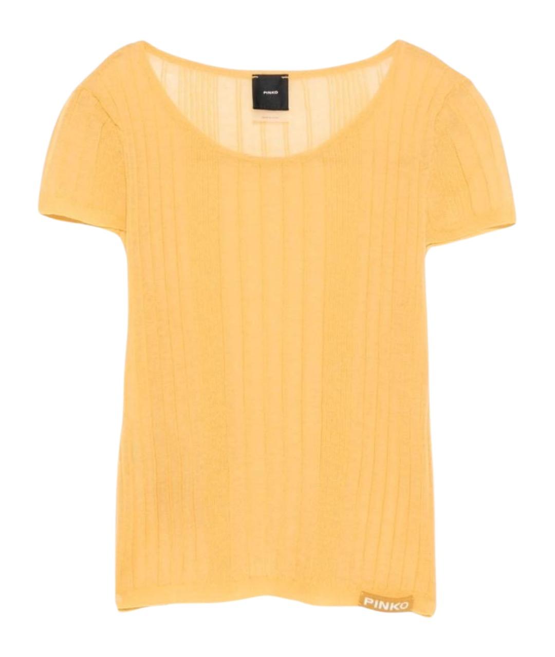PINKO Желтая хлопковая футболка, фото 1