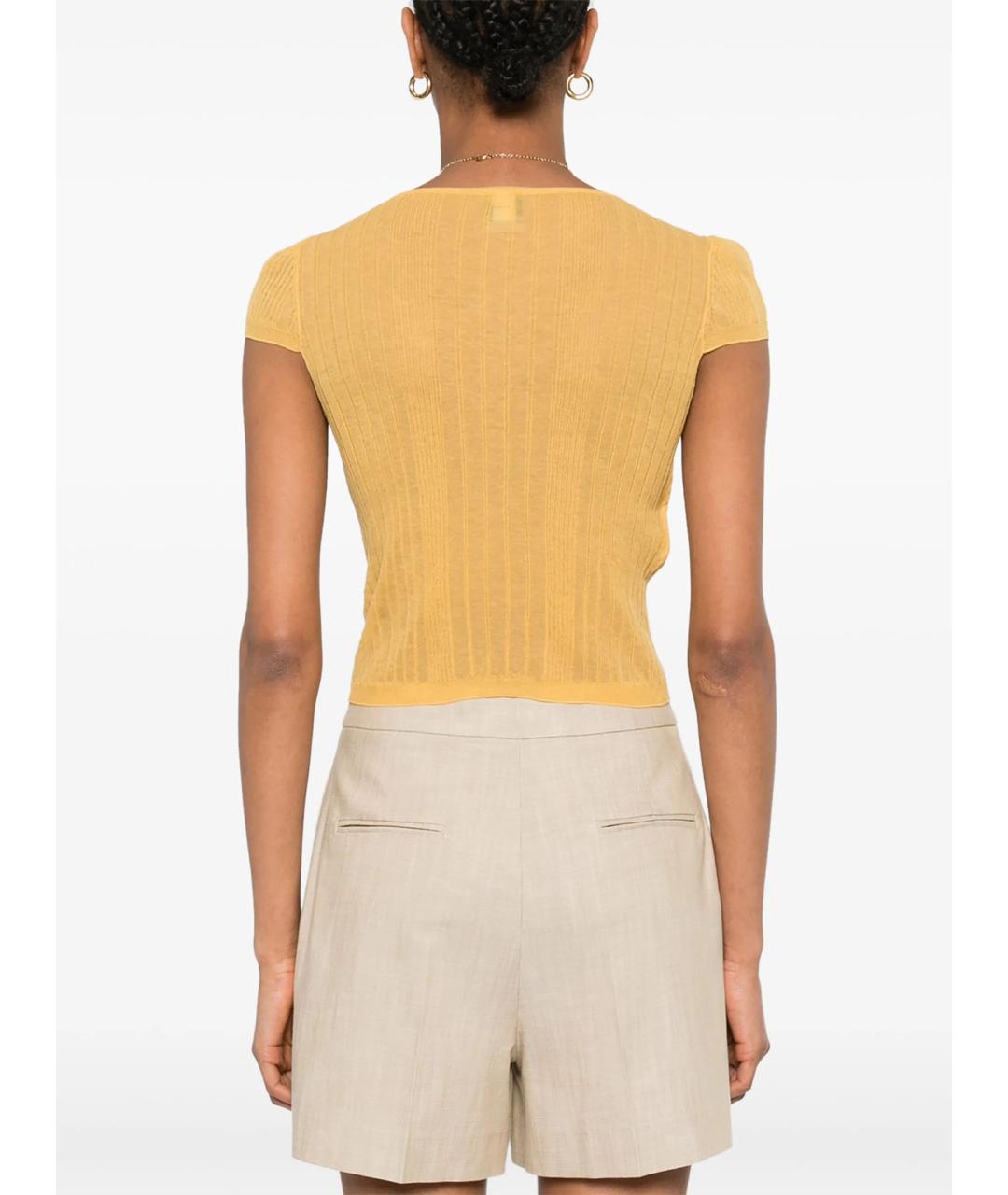 PINKO Желтая хлопковая футболка, фото 4