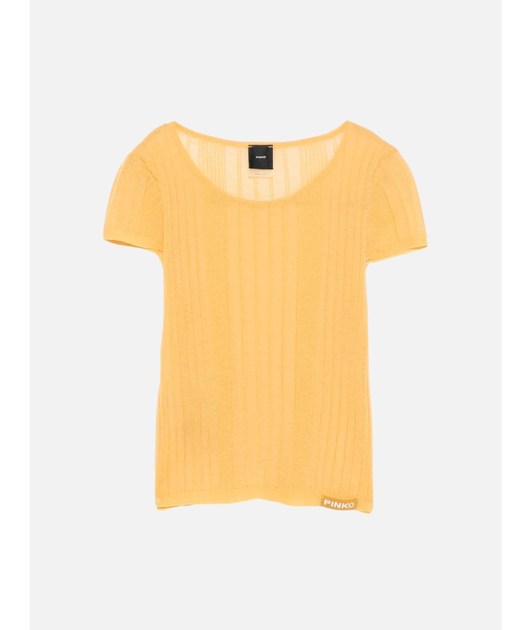 PINKO Желтая хлопковая футболка, фото 6